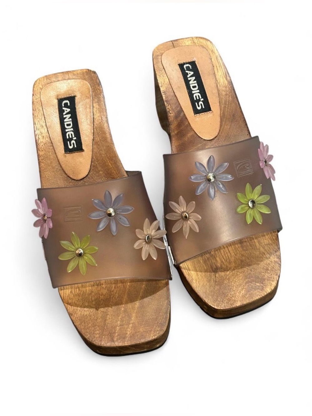 Vintage Candie’s Wood Clog Floral Sandals 7